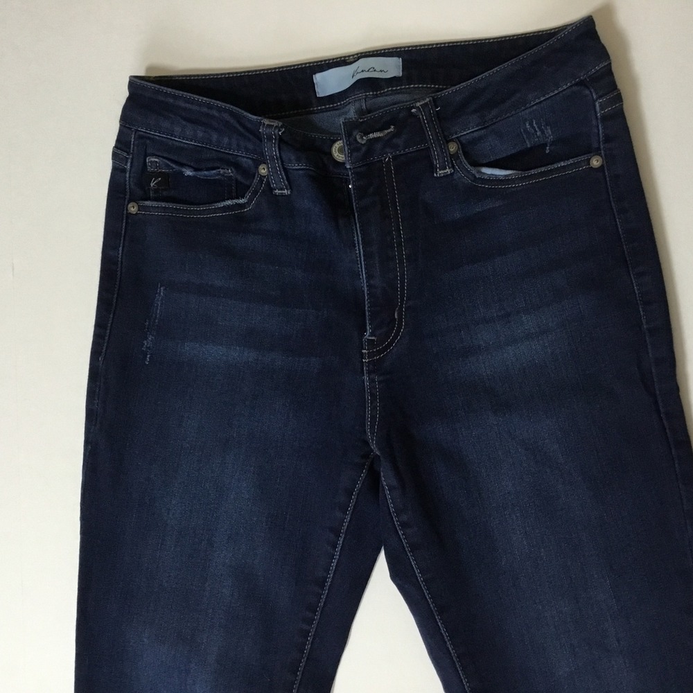 KanCan Jeans Womens Dark Wash High Rise Skinny Jeans Distressed Raw Hem Size 9 - Picture 2 of 8